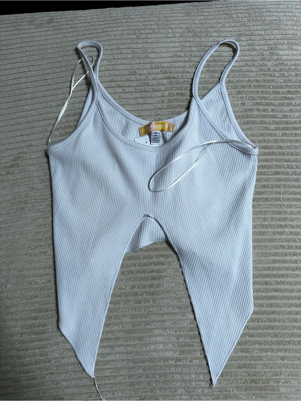 Urban Outfitters White Ribbed Pointed Hem Tank Top